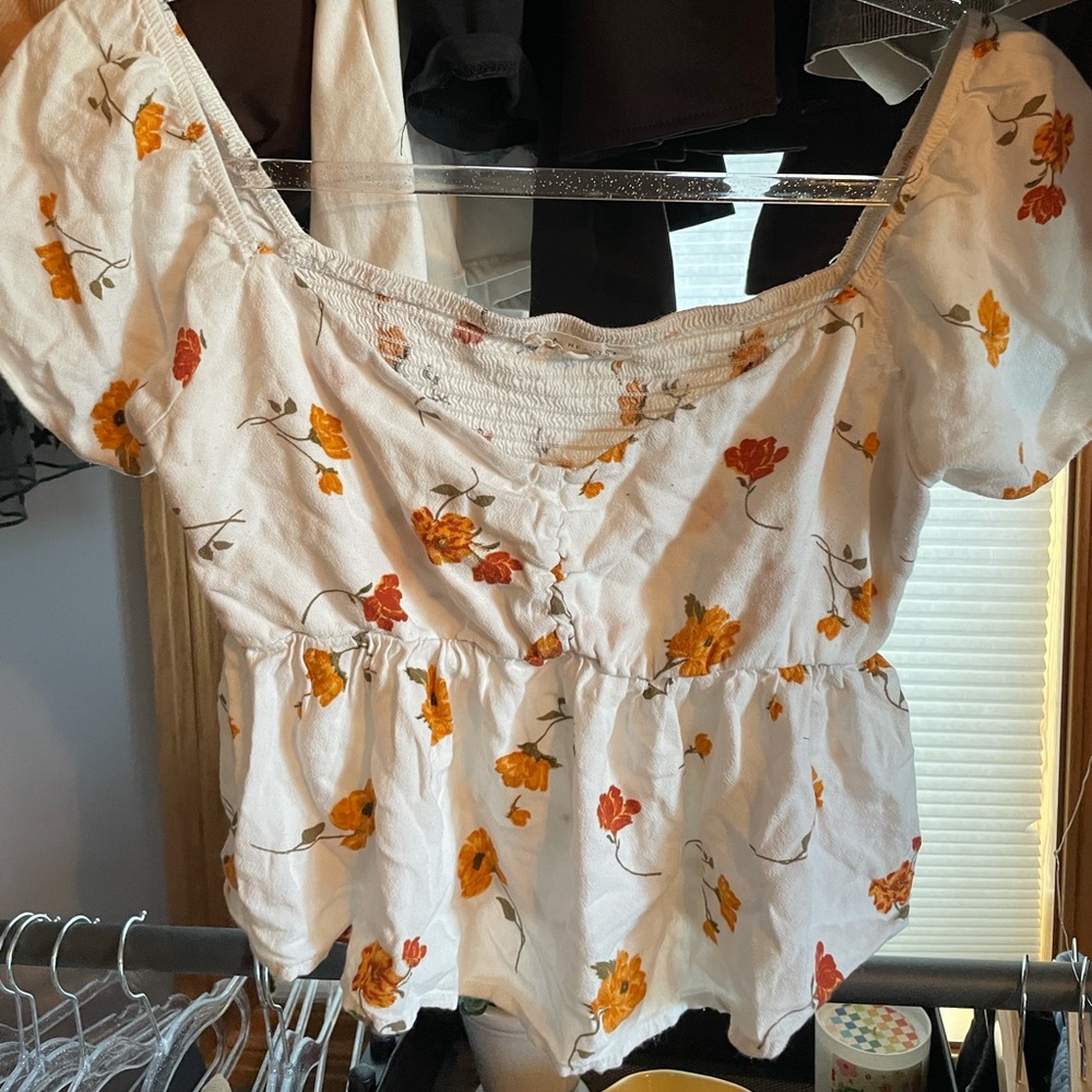 Orange Floral Peplum Top